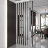 Modern Folding Room Divider Set of 8 - Adjustable Privacy Partition for Home, Restaurant & Bathroom - Stylish Black Screen for Entryway & Balcony (230cm/90.5in)