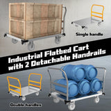 Heavy Duty Platform Truck 3000 lb Capacity, 44" x 28" Steel Flatbed Cart with 2 Detachable Handles