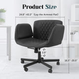 Criss Cross Chair with Wheels & Adjustable Armrests, PU Leather Computer Vanity Desk Chairs for Home, Office