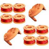 10 Pcs WA0010 Replacement Trimmer Spool for Worx, 0.065 Inch Diameter Trimmer String Weed Eater Refils and WA6531 Spool Cap Covers, Compatible with Worx Weed Eater(8 Trimmer spools+2 Spool Caps)