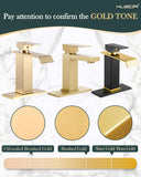 KUZOR Black and Gold Waterfall Bathroom Sink Faucet with Pop Up Drain