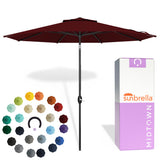 Midtown Umbrellas - The Lean 8 Ft Patio Umbrella with Fade-Resistant Sunbrella Fabric, Auto-Tilt Aluminum Frame and 8 Reinforced Ribs for Deck, Pool & Garden - Burgundy Canopy, Black Pole