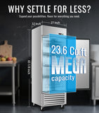 27" W Commercial Refrigerator, 23.6Cu.ft Reach-In Single Door Stainless Steel commercial fridge, 3 Shelves, Fan Cooling, Auto Defrost