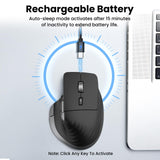 CITLLA Wireless Bluetooth Mouse, Ergonomic Rechargeable Silent Mouse with Multi-Device, Adjustable DPI, Flying Scroll & Thumb Wheel, Bluetooth Mice for Laptop, Computer, Tablet, Smartphone (Black)