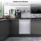 This Pull Out Trash Can Cabinet, Stainless Steel Built-in Garbage Bin for Bathroom and Kitchen Storage in Apartments and Modern Homes