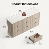 ModernMate 9 Drawer Dresser for Bedroom, 63" Wide Dresser with Faux Travertine Texture Top & Smooth Glide Drawers, Large Clothes Dressers for Bedroom Storage, Modern Tall Chest of Drawers, Grey
