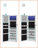 SONGMICS Hanging Jewelry Cabinet, Wall-Mounted Cabinet with LED Interior Lights, Door-Mounted Jewelry Organizer, Full-Length Mirror, Gift Idea, White UJJC99WT