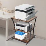 Printer Stand with Wheels, 3-Tier, 23.6-Inch Square Top