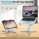 OMOTON LA10 360° Rotating Laptop Stand Riser Foldable for Desk, Sky Blue