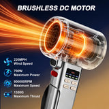 VortLab Car Dryer Air Blower & 730PRO Cordless Leaf Blower | 760CFM/220MPH Turbo Blower | 5 Speed Modes & Detachable Battery | Perfect for Yard Cleanup, Snow Removal & Car Drying (Gold Silver)