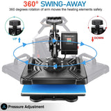 5 in 1 Heat Press Machine for t Shirts Professional Swing Away Heat Press Digital Combo 12" x 15" 360-degree AKEYDIY