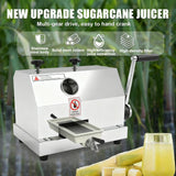 Sushangmao Manual Sugar Cane Press Juicer, Manual Sugarcane Juicer, 2.4inch Large Feeding Chute, 110lbs/H High Output Sugarcane Juicer, 3 Stainless Steel Rollers, for Home/Commercial Use