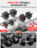 FDS3 Adjustable dumbbell set, 55lbs Free Weights set with upgraded nut, 5 in 1 Weight Set Used as Kettlebells, Barbell, Push up Stand, Fitness Exercise for Home Gym Suitable Men/Women