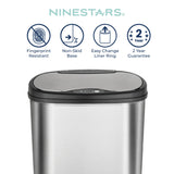 13 Gallon Oval Automatic Trash Can, 50L Touchless Motion Sensor Garbage Can with Odor-Sealing Lid & One-Touch Manual Mode