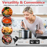 Hot Plate Double Burner for Cooking, 1800W Countertop Electric Stoves | Silver Techwood