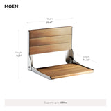 Moen Home Care Bathroom Safety Shower Chair for Elderly and Disabled, Old World Bronze Aluminum Foldable Teak Shower Bench, Handicap Accessories for Daily Living, DN7110OWB