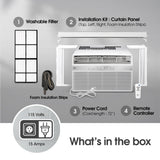Window Conditioner, Wi-Fi Enabled w/Remote, 350 Sq.Ft, 4-Way Air Deflection, 3 Cooling and Fan Speeds, 115V, 8,000 BTU, White LG