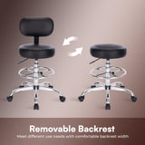 SUPERJARE Drafting Chair with Back, Adjustable Foot Rest Rolling Stool, Multi-Purpose Office Desk Chair, Thick Seat Cushion for Home Bar Kitchen Shop - Black