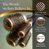 Olivia Garden NanoThermic Ceramic + Ion Round Thermal Hair Brush - Not Electrical - Professional Blowout Brush for Normal to Thick Hair, NT-54 2 1/8"