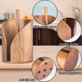 Pine Wood Paper Towel Holder for Kitchen Countertop – Heavy Duty Wooden Towel Dispenser with Stable Base & 5 Anti-Skid Rubber Pads – Fits Standard Paper Towel Rolls – Rustic Farmhouse Kitchen Décor