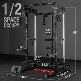 Mikolo Power Cage, 2000LB Power Rack with Independent Dual Pulley System, Multi-Function Home Gym Workout Machine for Cable Crossover (Black,Aluminum Pulleys)
