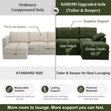 NABUMI 107" Modular Sectional Sofa with Storage, L-Shaped Boneless Couch with Movable Ottoman, Deep Seat Memory Foam Corduroy 4-Seater Cloud Couches for Living Room, Tool-Free Assembly, Green