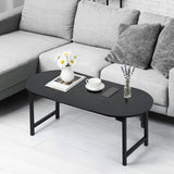 CADUKE Folding Coffee Table, Oval Small Center Table for Living Room, Black