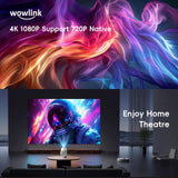[Built-in Apps & 2026 Upgraded] Mini Projector with WiFi 6 and Bluetooth 5.4 Support 4K 1080P Auto Keystone 180° Rotatable Projector Portable Compatibile with HDMI/TV Stick/Memory Stick/Laptop, White