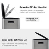 Aptliton Silver 16Gallon Dual Compartment Kitchen Trash Can & Recycling Bin