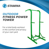 Stamina Pull Up Bar Tower & Dip Station, Free Standing Outdoor Home Gym Equipment, Green Stamina