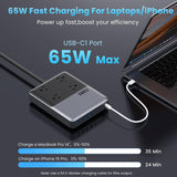 12-in-1 Charging Station USB C Power Strip with 5ft Cord and Plug,200W GaN IV USB C Charger Block,4 AC Outlets,8 USB for MacBook,iPhone 18/17/16/15,Fast Charging Desktop Charger for Office,Home