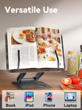 Tounee Book Stand, Telescopic Book Holder Stand, Adjustable Height Pull Out Design Ergonomic Cookbook Stand with Elastic Page Clips Fits All Books (Gray)