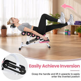 Mini Inversion Table, Adjustable Back Stretcher Table for Pain Relief, Foam Roller, 350 Lbs Load Capacity Home Gym Ergonomic Lumbar Decompression Tables Improve Posture & Spinal Health Pink Black