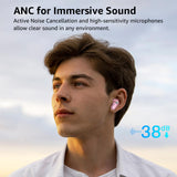 Active Noise Cancelling Wireless Earbuds, Bluetooth 5.4 Headphones, 10mm Drivers Deep Bass Stereo Sound TOZO