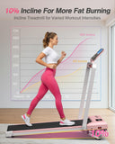 WELLFIT Foldable Treadmill with Incline, 320 LBS Capacity Walking Pad with Handle Bar, Portable Walking Pad Treadmills for Home