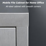 ZHONGXINHUIYIN Stainless Steel File Cabinet with Lock, Under Desk Mobile File Cabinet for Home Office