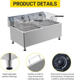 Deep fryers Commercial Deep Fryer 11 L x 2, Large Dual Tank Electric Countertop Fryer for Restaurant