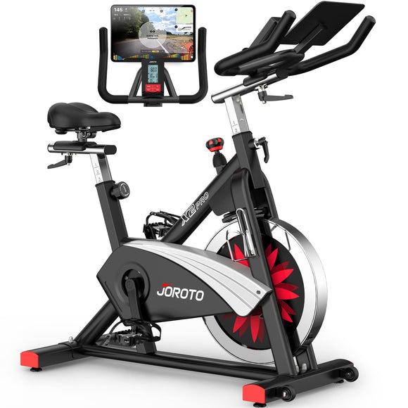 JOROTO X2PRO Bluetooth Exercise Bike, Stationary Indoor Cycling Bike with Readable 100 Levels Magnetic Resistance, Plus 12.6 inch Tablet Bracket JOROTO