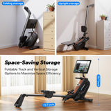 MERACH Rowing Machines for Home, Powerful Electromagnetic Row Machine with 51.2" Extended Rail, 16-Level Handle