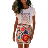 Talakeno Womens Summer Floral Wrap Short Skirt Tie Side High Waist A Line Beach Vacation Boho Mini Skirt(Olive,XS)