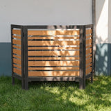 Outdoor AC Fence Screen, 3 Panel Wood Privacy Fence 38 x 42 Inch