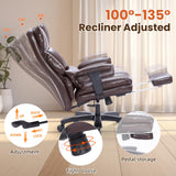 Big and Tall Office Chair with Foot Rest,Heavy Duty Office Chair(Brown)