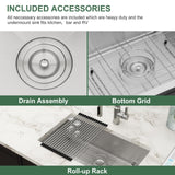 30 Inch Undermount Kitchen Sink - Couoko 30x18 Undermount Single Bowl Kitchen Sink 16 Gauge Stainless Steel Deep Handmade Round Corner Under Counter Kitchen Sink with Accessories