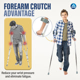 Dynarex Forearm Crutches, Push-Button Height Adjustment, Comfortable Hand Grips, Molded Arm Cuff, 300 lb. Weight Capacity, 1 Pair (Youth)