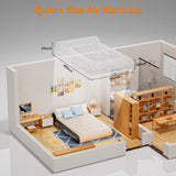 Ptlahmri Queen Air Mattress Full with Built in Pump for Camping 16" High Speed Inflatable Mattress Inflation Completed in 3 Minutes, Luxury Blow up Mattress Comfort Flocked Airbed for Guest,Home