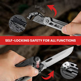 WOBANK Multitool, 16-in-1 Stainless Steel Multi Tool Pliers with Adjustable Hex Wrench, Damascus Pocket Knife, Nylon Sheath for Survival, Camping and Hunting, Hiking, Simple Repair