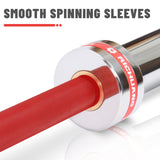 RICHUANG 7ft Olympic Barbell, Weightlifting Barbell 28mm 45lb - 500/700/1000lbs Capacity with Smooth Spinning Sleeves, Olympic Bar Fits 2" Olympic Plates, for Snatch Clean Jerk-Home Gym Training (Silver-Red-500LBS)