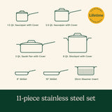 11-Piece Cookware Set, Chef's Classic Stainless Steel Collection Cuisinart