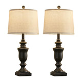 SAIWEYA 27.5" Vintage Farmhouse Table Lamps Set of 2 Bedside Lamp, 3 Way Dimmable Bedroom Lamps with 2 USB Ports +AC Outlet Nightstand Lamp Rustic Lamp