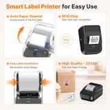 TYPONOS PM240 Label Maker Machine, Black, 3 Rolls with 50x30mm White Labels